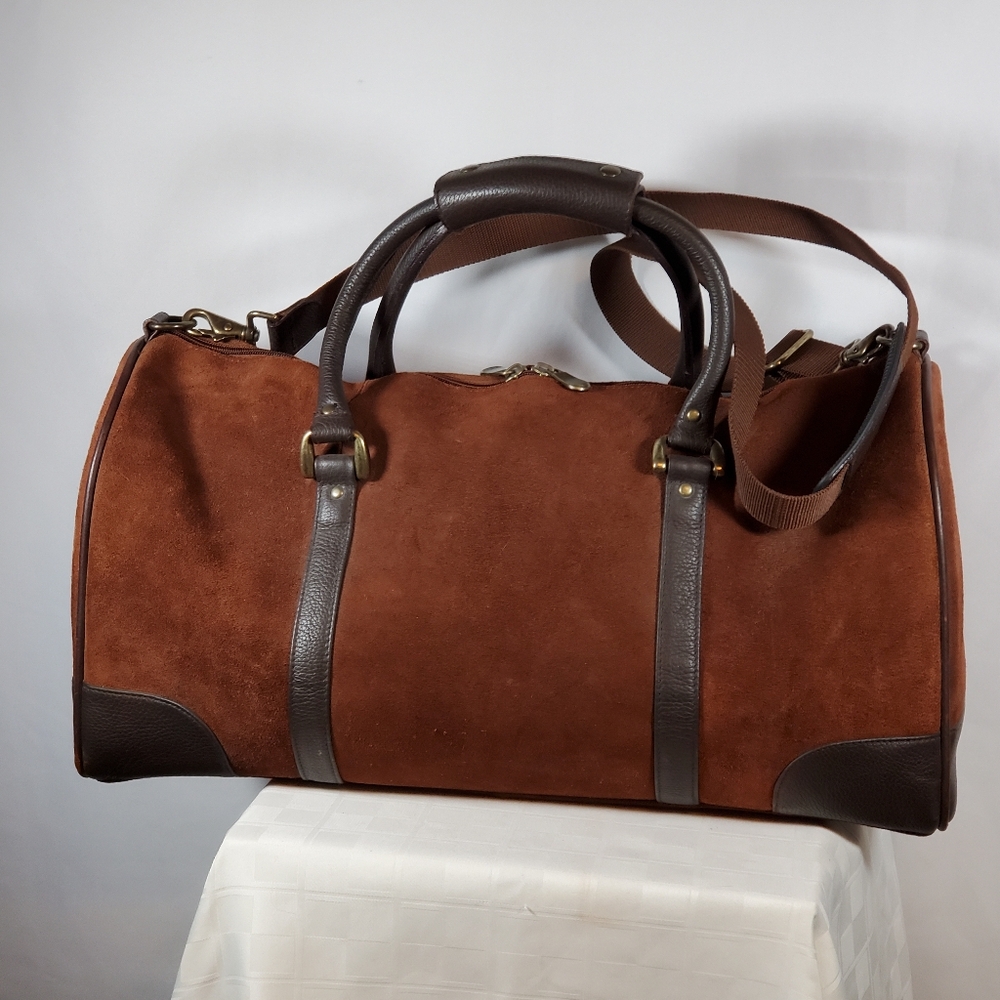 Marlboro Large Suede Leather Duffle Bag - Picture 1 of 7
